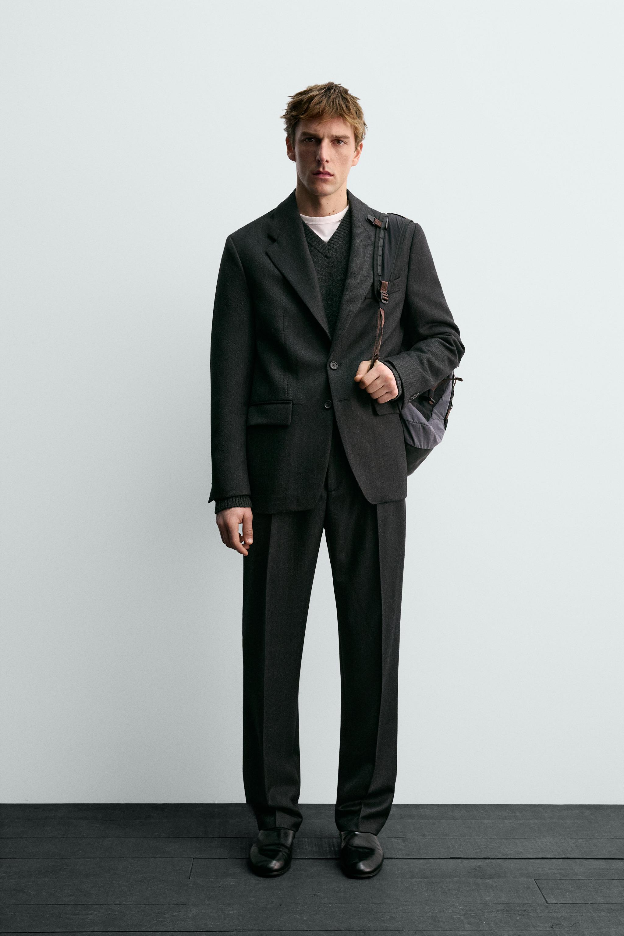 100% WOOL TWILL SUIT PANTS AARON LEVINE X ZARA